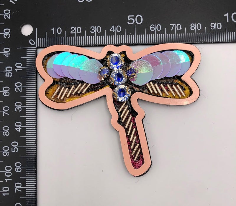 ESH7 5 Pcs Dragonfly Beaded Patches Rhinestone Sew On Sequin Patch Handmade Insect Bead Patch Bee Applique for Handbag Jeans Jackets Shoes Clothing - Image 2